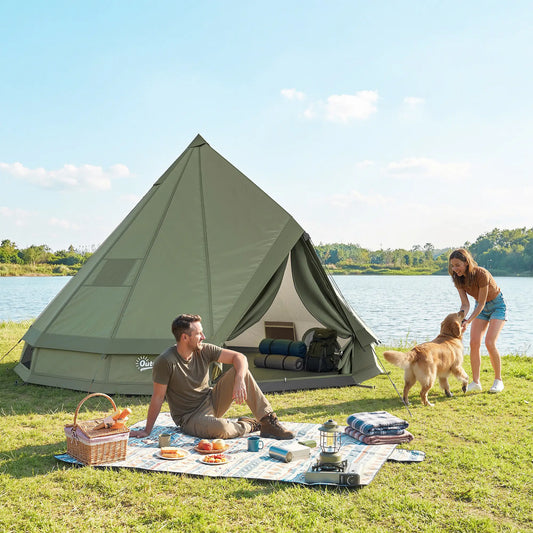Waterproof Camping Tent, Stove Jack, 4-6 Person, Army Green Camping Tents Army Green at Gallery Canada