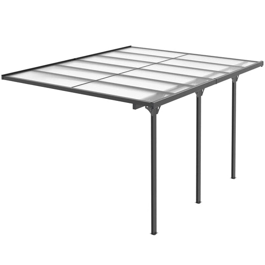 10' x 12' Outdoor Pergola, Polycarbonate Roof, Adjustable Height, Aluminum Frame, Grey Pergolas Grey at Gallery Canada
