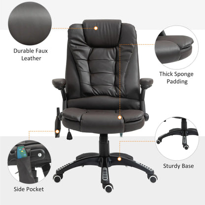Heated Ergonomic Massage Swivel Office Chair, High Back Faux Leather, Brown Massage Chairs at Gallery Canada