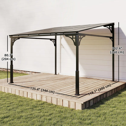 11' x 10' Outdoor Pergola, Wall Mounted Hardtop Gazebo, Polycarbonate Roof, Metal Frame Pergolas at Gallery Canada