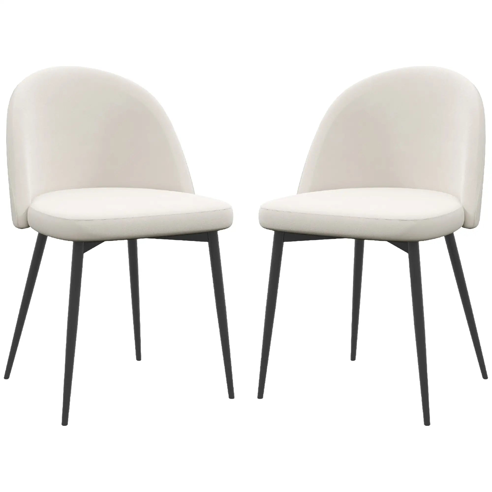 Set of 2 Mid-Back Dining Chairs, Velvet Upholstery, Cream White Dining Chairs at Gallery Canada