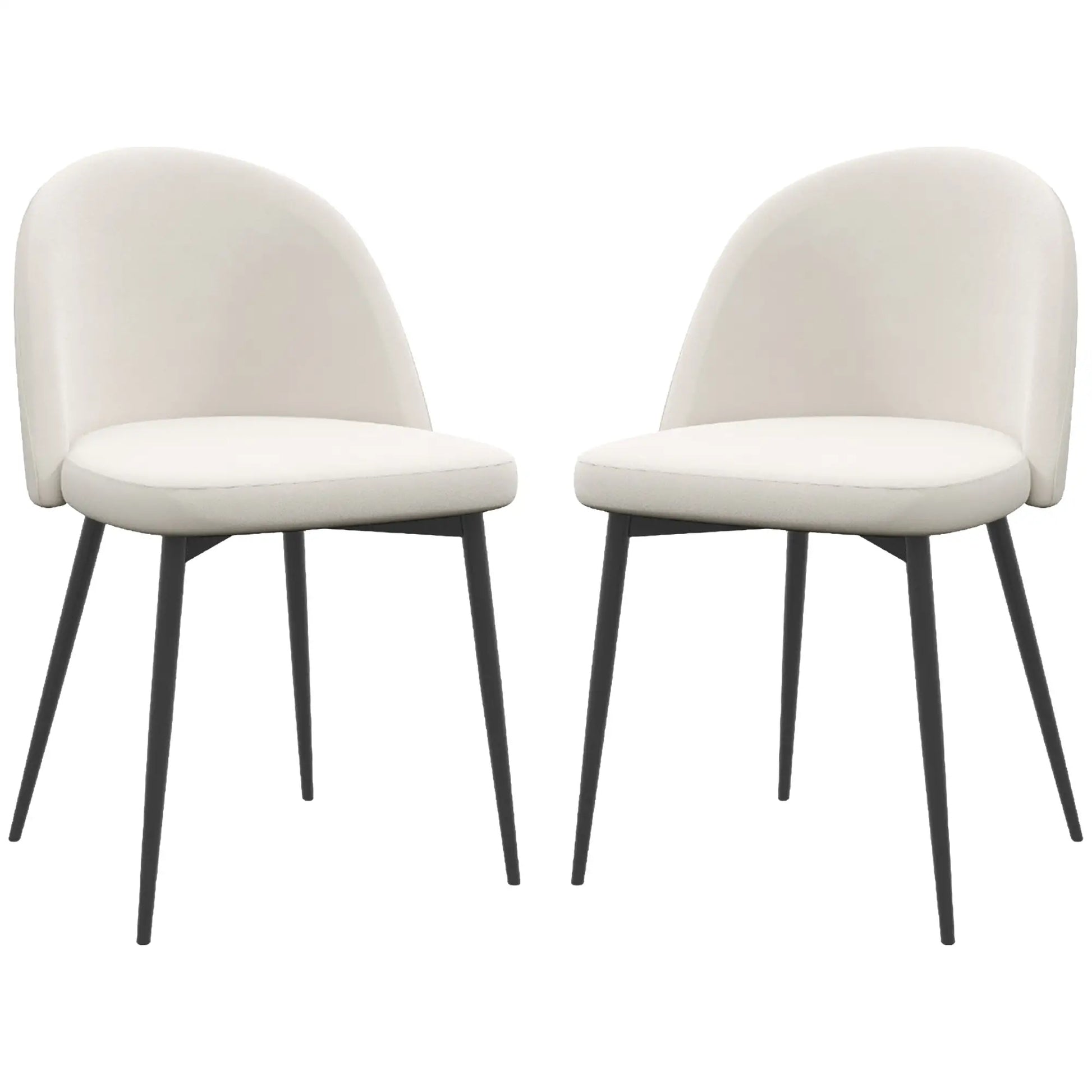 Set of 2 Mid-Back Dining Chairs, Velvet Upholstery, Cream White Dining Chairs at Gallery Canada