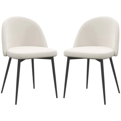 Set of 2 Mid-Back Dining Chairs, Velvet Upholstery, Cream White Dining Chairs at Gallery Canada