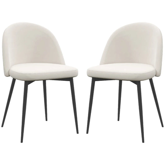 Set of 2 Mid-Back Dining Chairs, Velvet Upholstery, Cream White Dining Chairs Cream at Gallery Canada