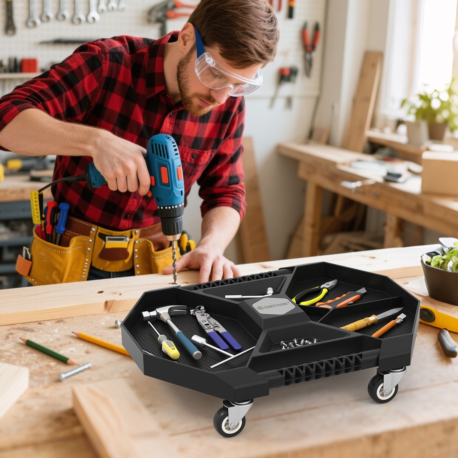 Automotive Rolling Tool Creeper with 4 Swivel Casters and 30 lbs Weight Capacity-BK, Black Garages at Gallery Canada