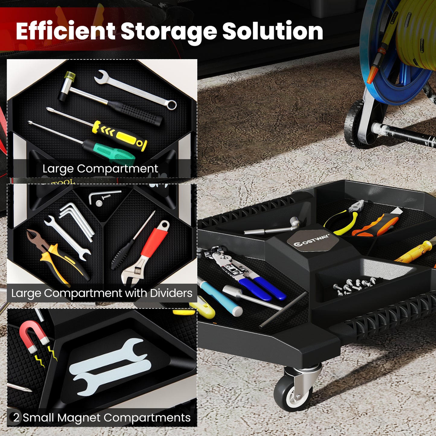 Automotive Rolling Tool Creeper with 4 Swivel Casters and 30 lbs Weight Capacity-BK, Black Garages at Gallery Canada