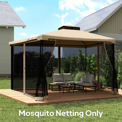 Mosquito Netting For Gazebo, 12' x 12', Beige, Black Gazebo Sidewalls at Gallery Canada