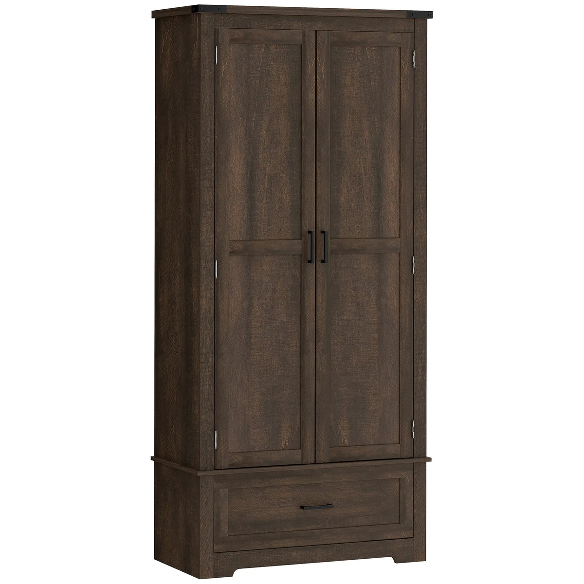 69" Tall Kitchen Pantry Cabinet, 2 Doors, Drawer, Adjustable Shelves, Dark Brown Kitchen Pantry Cabinets Dark Brown at Gallery Canada