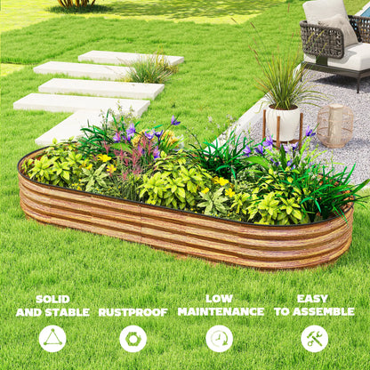Large Outdoor Planter Box, 7' x 3' x 1', Galvanized Raised Garden Bed, Brown