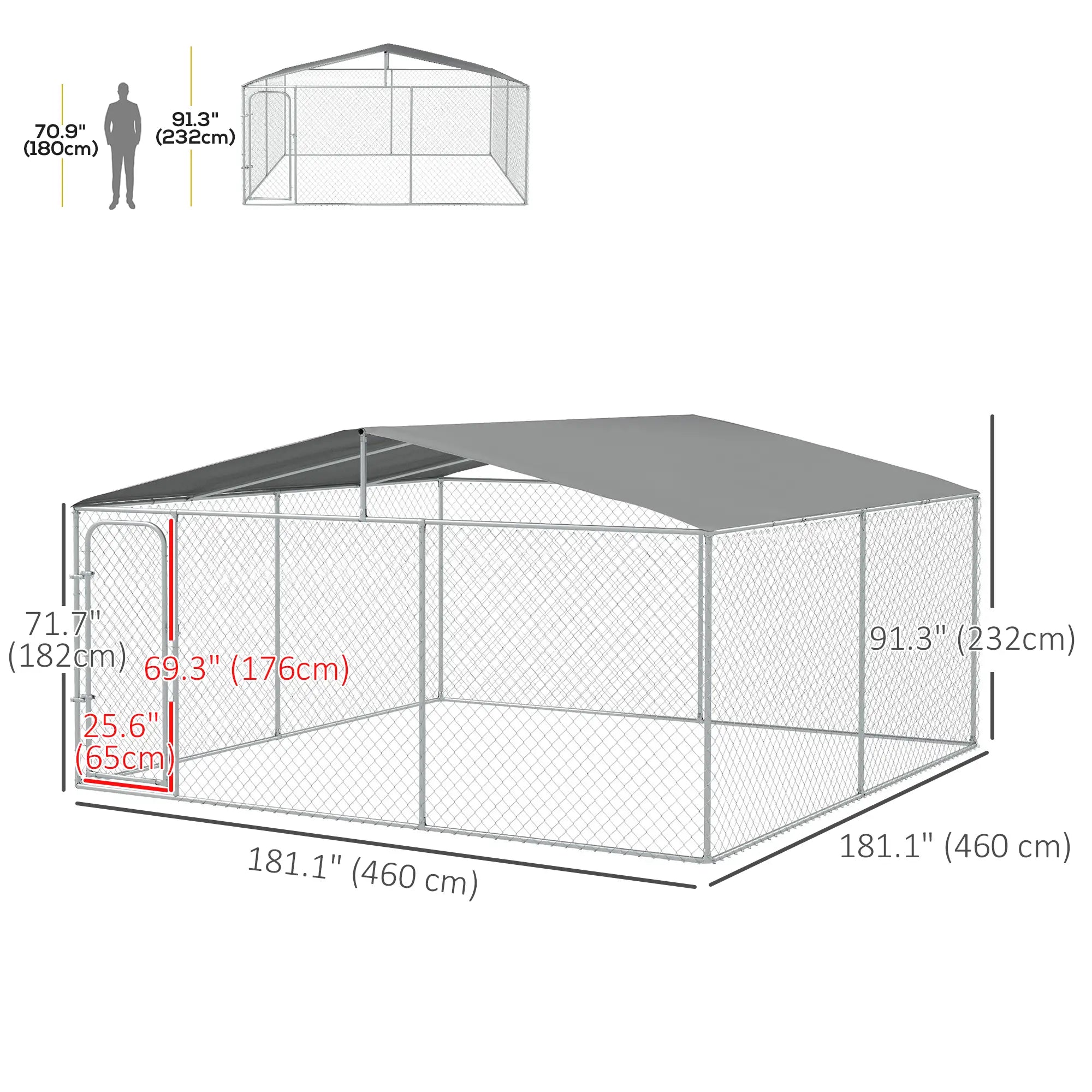 Outdoor Dog Kennel, Heavy Duty Playpen, Secure Lock, Cover, 15.1' x 15.1' x 7.5' Houses, Kennels & Pens at Gallery Canada