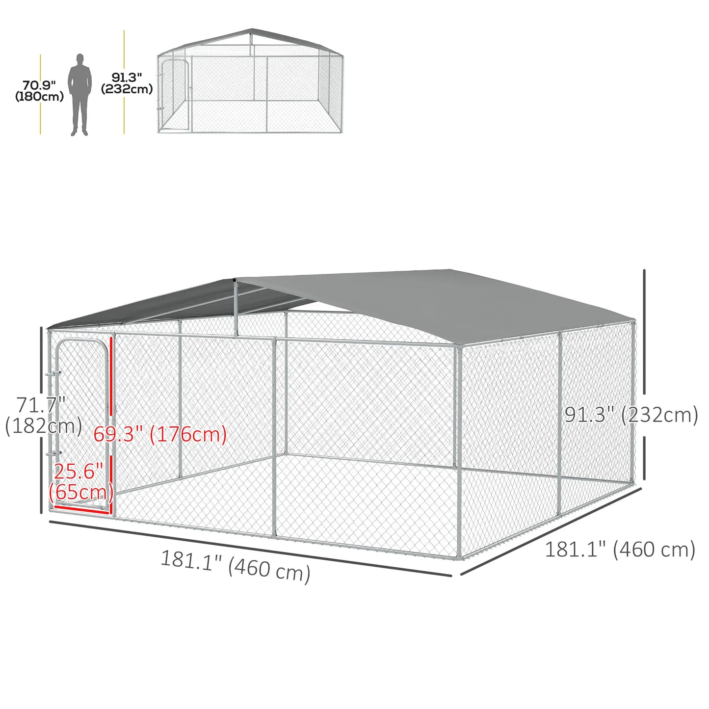 Outdoor Dog Kennel, Heavy Duty Playpen, Secure Lock, Cover, 15.1' x 15.1' x 7.5' Houses, Kennels & Pens at Gallery Canada