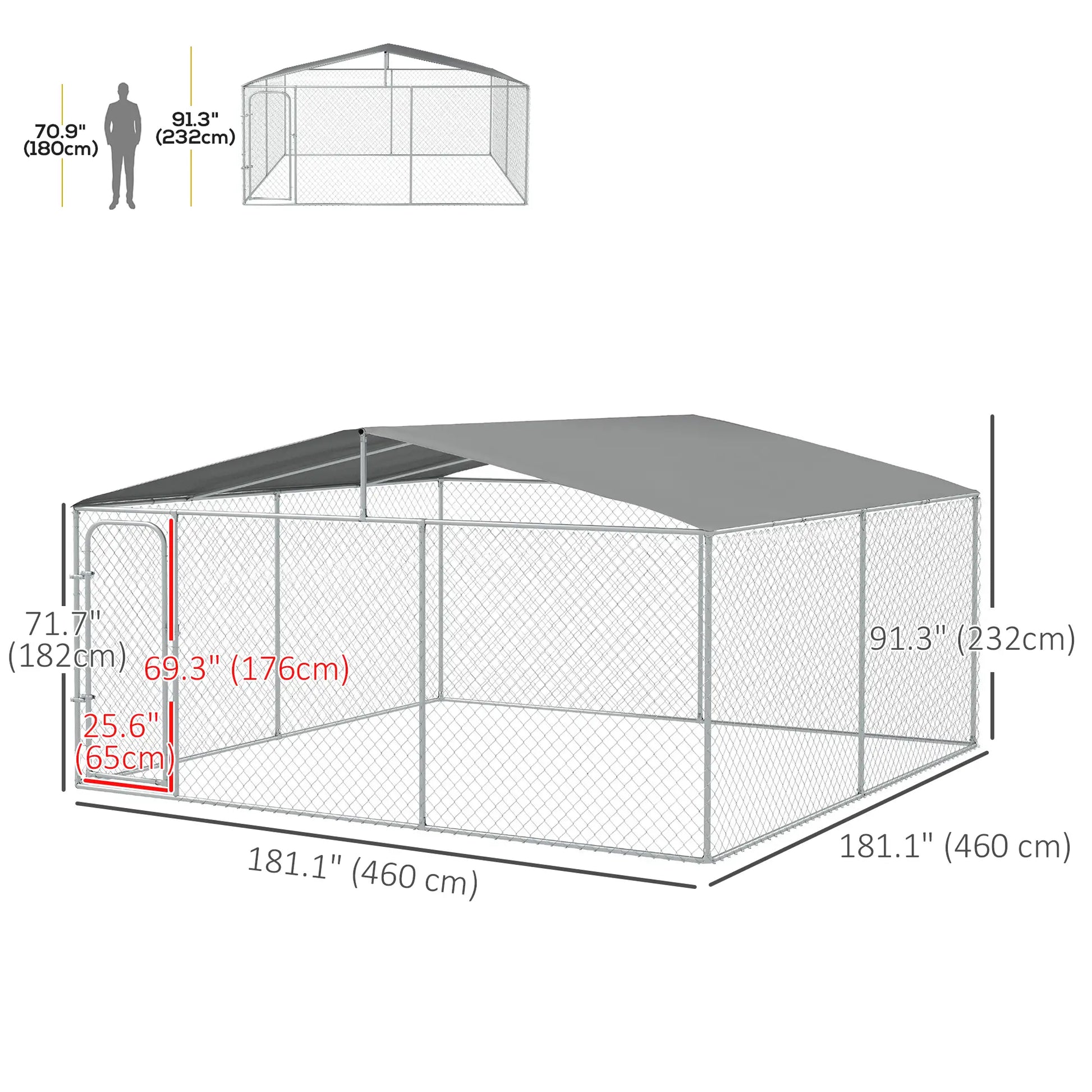 Outdoor Dog Kennel, Heavy Duty Playpen, Secure Lock, Cover, 15.1' x 15.1' x 7.5' Houses, Kennels & Pens at Gallery Canada