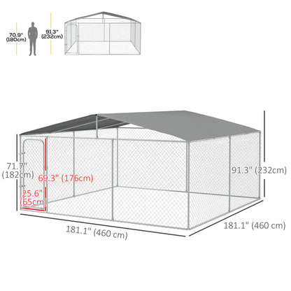 Outdoor Dog Kennel, Heavy Duty Playpen, Secure Lock, Cover, 15.1' x 15.1' x 7.5' Houses, Kennels & Pens at Gallery Canada