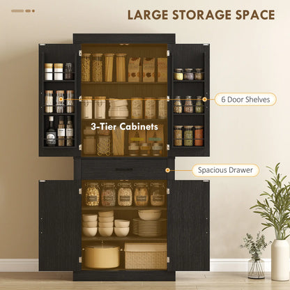 72 Inch Kitchen Pantry Cabinet, Farmhouse Storage, 4 Barn Doors, Black Kitchen Pantry Cabinets at Gallery Canada