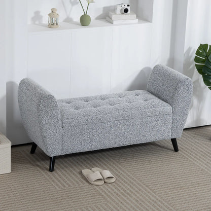 Upholstered Storage Bench with Arms, Modern Ottoman, Grey Storage Ottomans & Benches at Gallery Canada
