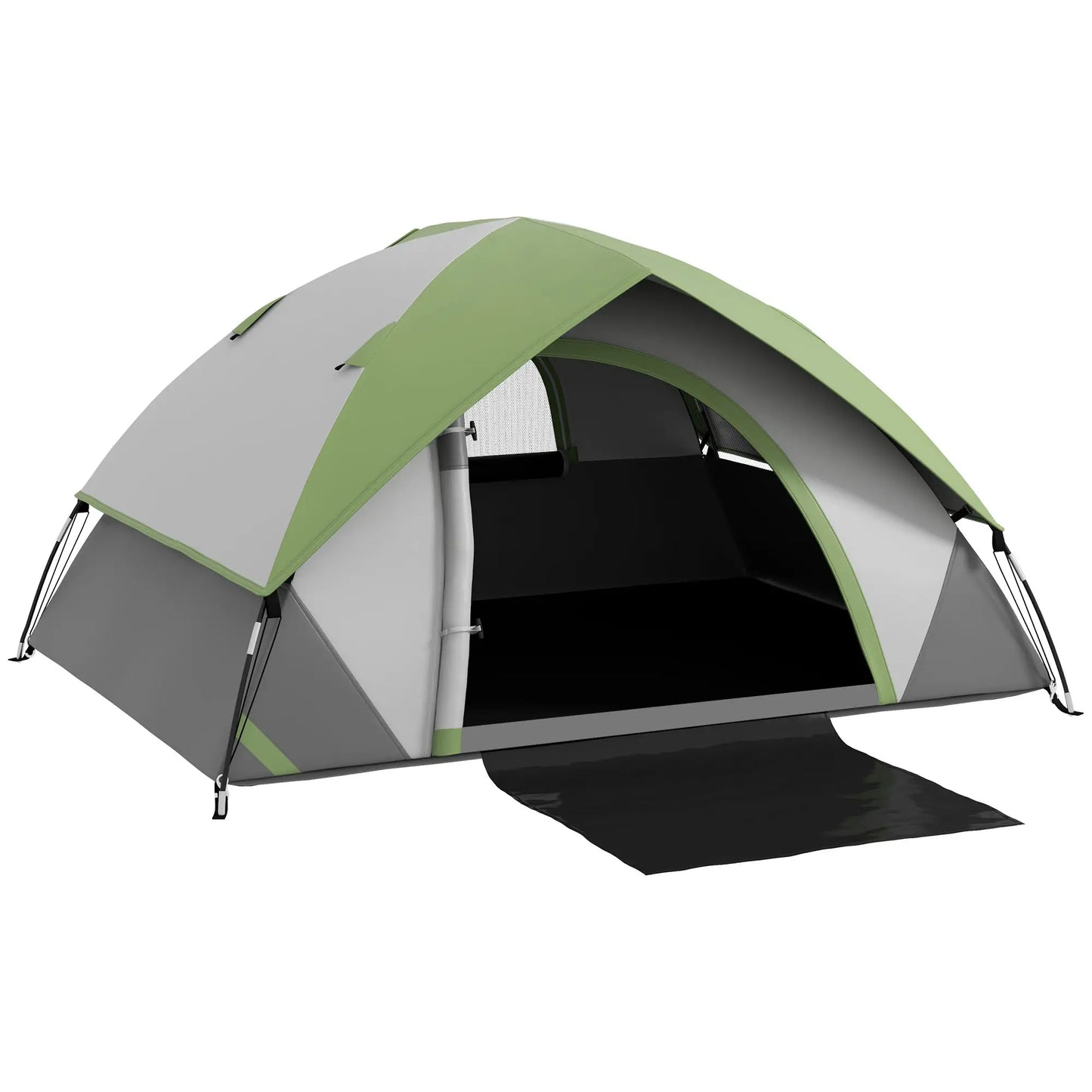 3000mm Waterproof 2 Man Camping Tent, Sewn-in Groundsheet, Carry Bag, Grey Green Camping Tents at Gallery Canada