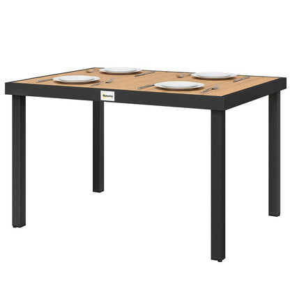 Aluminum Outdoor Dining Table for 6, 47.2" x 35.4" x 29.1", Natural Patio Dining Tables Natural, Black at Gallery Canada