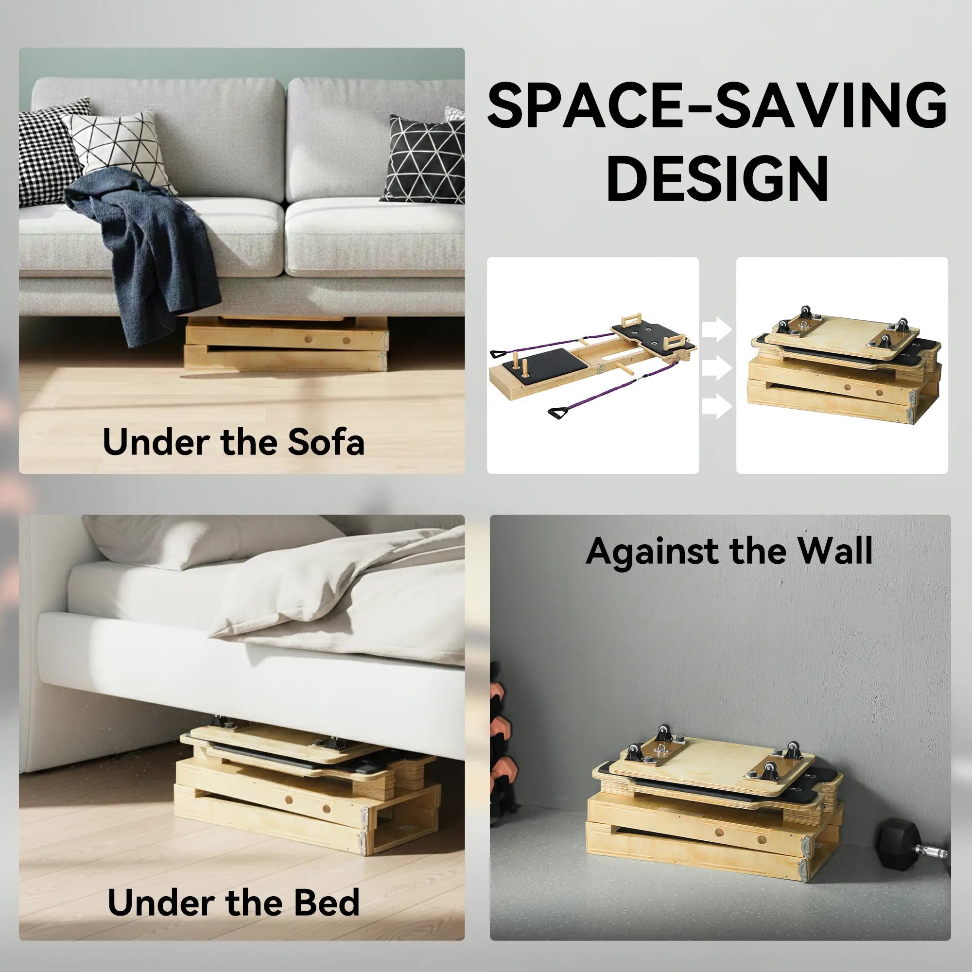 Portable Pilates Reformer Machine, Multifunctional Board With Resistance Bands Aerobic Equipment at Gallery Canada