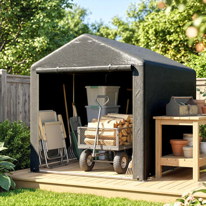 Portable Bicycle Shed, Galvanised Steel Frame, Large Door, Waterproof, Dark Grey Sheds at Gallery Canada