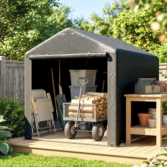 Portable Bicycle Shed, Galvanised Steel Frame, Large Door, Waterproof, Dark Grey Sheds Dark Grey at Gallery Canada
