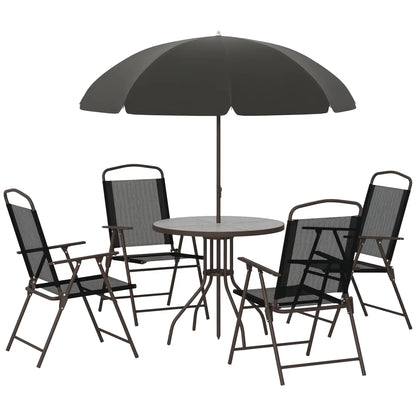 6-Piece Outdoor Dining Set, Round Table, 4 Folding Chairs, Black Outdoor Dining Sets Black at Gallery Canada