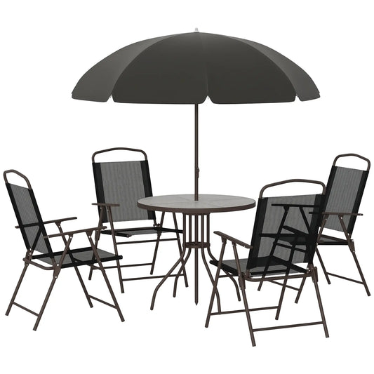 6-Piece Outdoor Dining Set, Round Table, 4 Folding Chairs, Black Outdoor Dining Sets Black at Gallery Canada