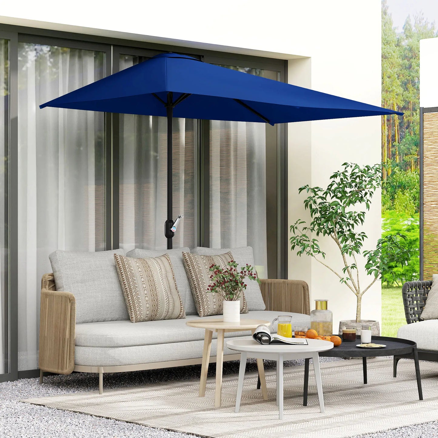 8ft Half Round Umbrella, Outdoor Balcony Parasol, Garden Sun Shade Half Round Umbrellas at Gallery Canada