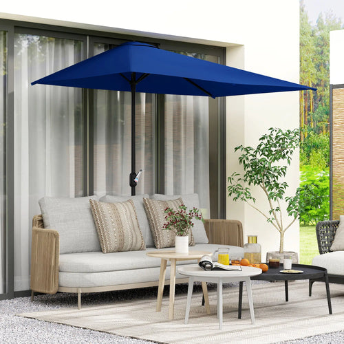 8ft Half Round Umbrella, Outdoor Balcony Parasol, Garden Sun Shade