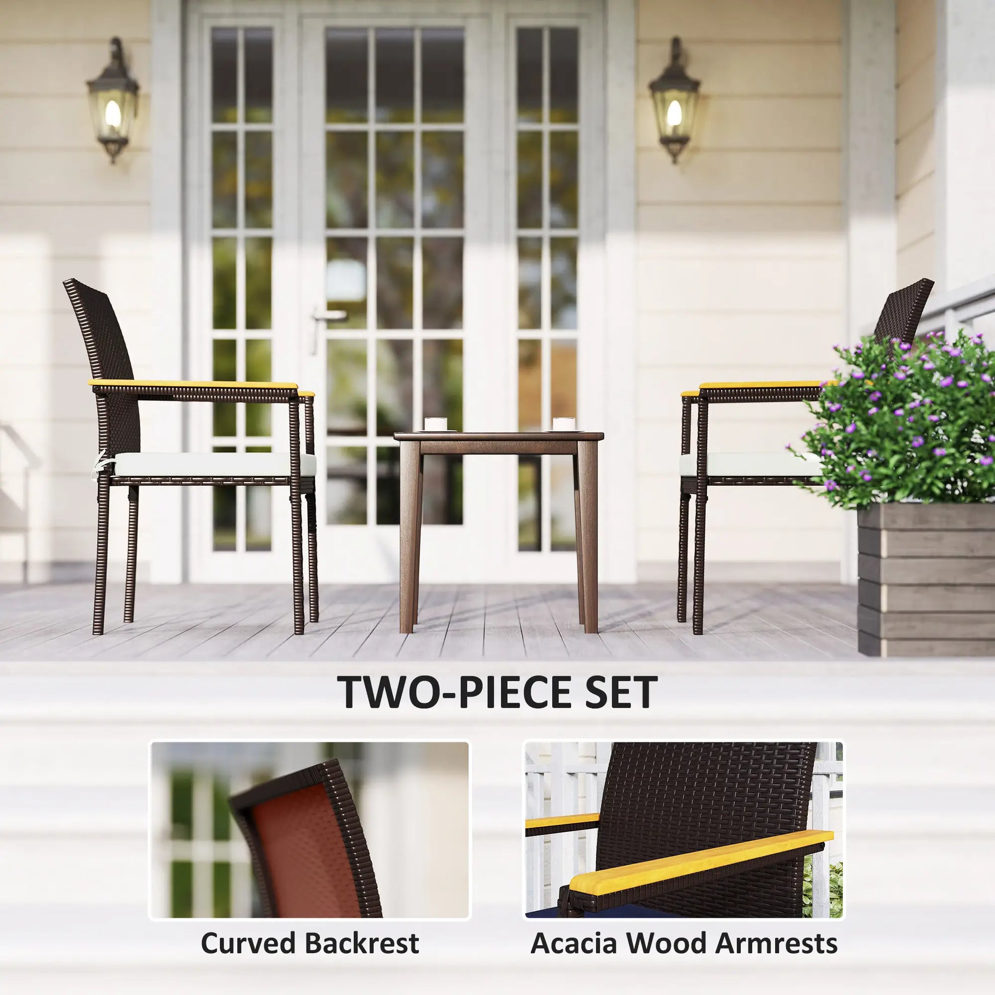 Stackable Wicker Patio Chairs, Set of 2, Removable Cushion, Cream White Patio Chairs at Gallery Canada