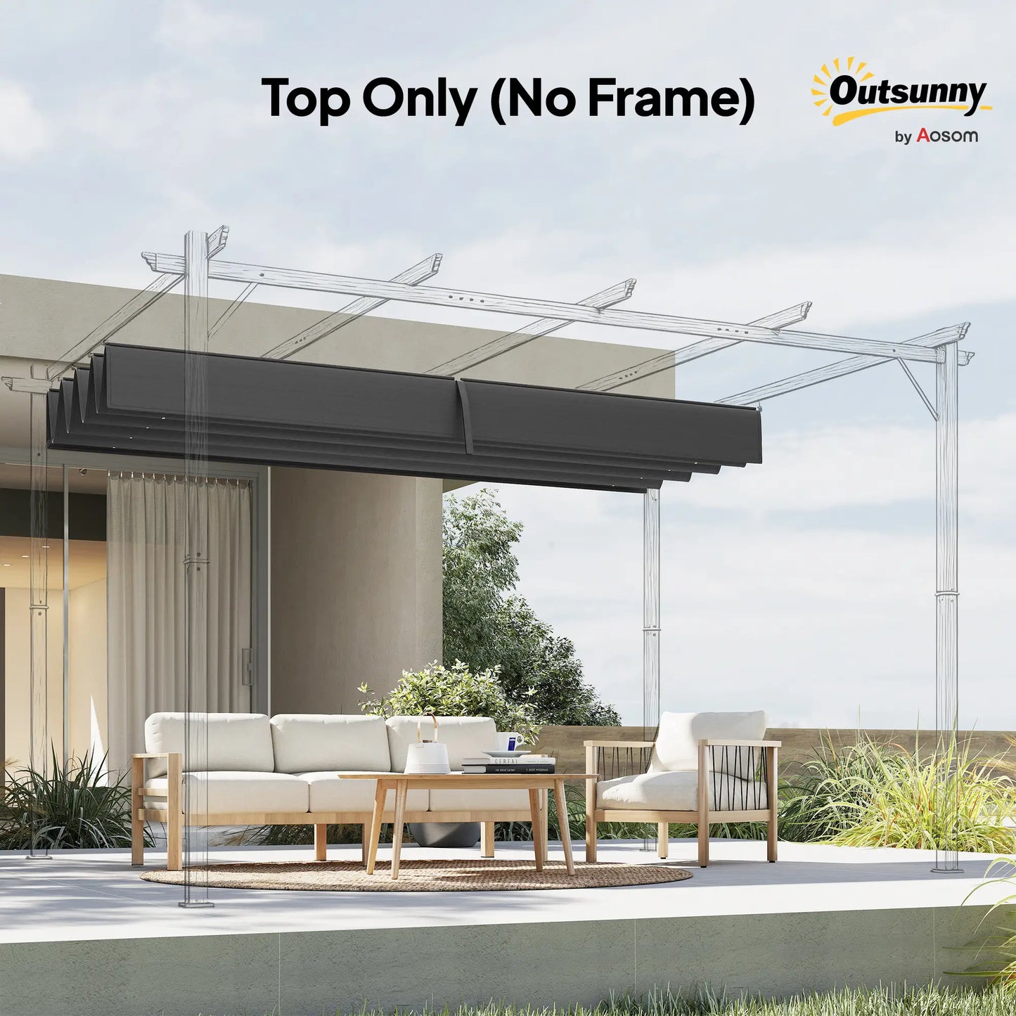 Retractable Pergola Canopy, 10' x 7' Sun Shade, UV30+, Dark Grey Gazebo Canopy Replacement at Gallery Canada