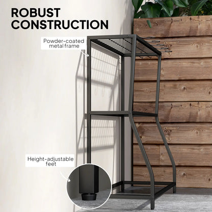 3-Tier Yard Tool Rack, Garden Organizer with Hooks, Black Garden Accessories at Gallery Canada