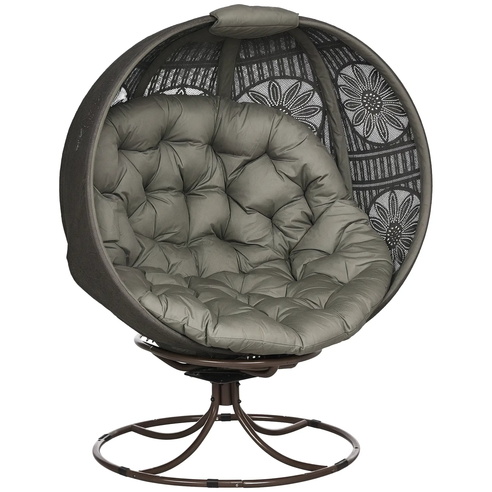 Patio Egg Chair, Swivel Base, Foldable, Large Seat Cushion, Cup Holder, Indoor Outdoor Patio Chairs at Gallery Canada