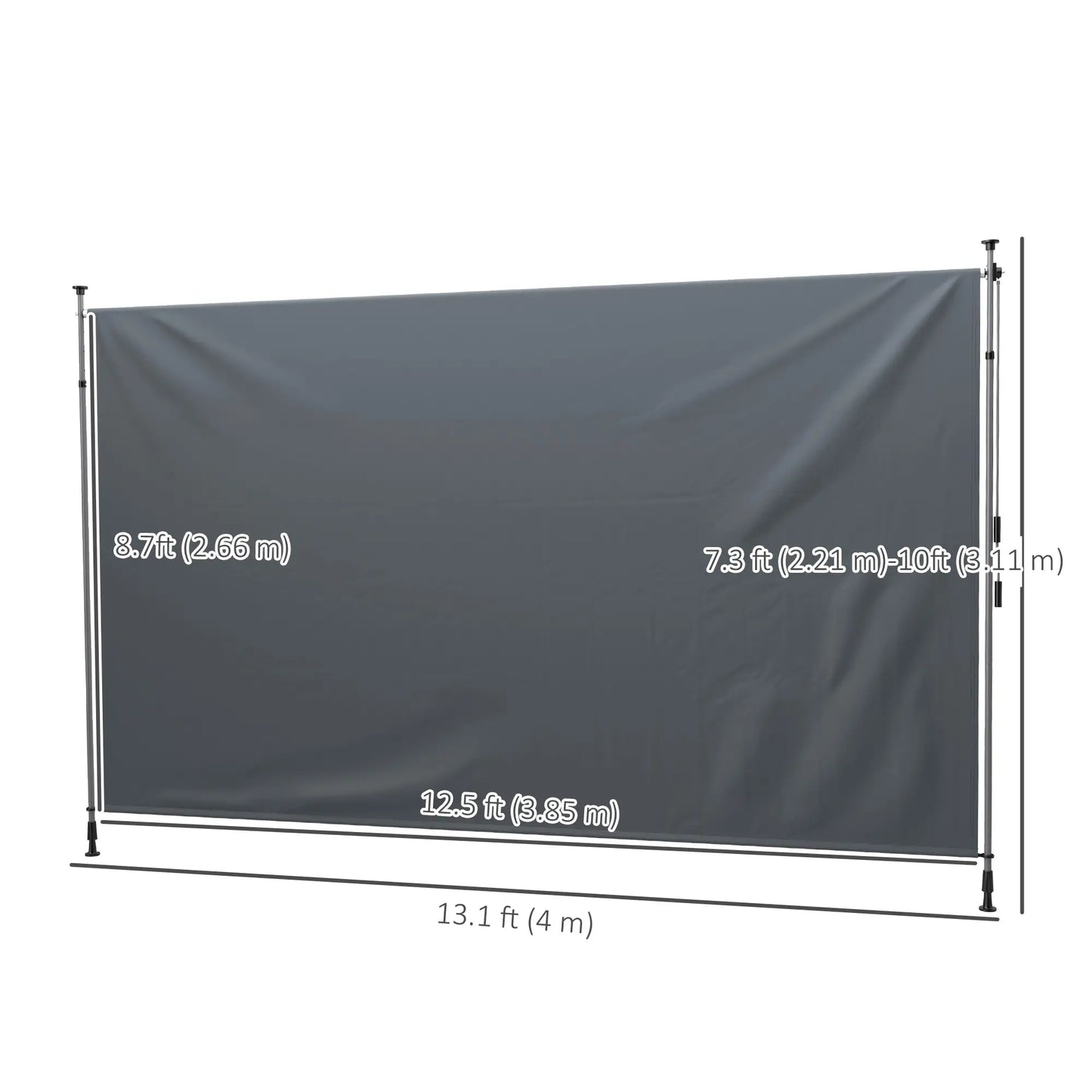 13' x 10' Manual Retractable Patio Awning, UPF30+ Water-Resistant, Dark Grey Patio Awnings at Gallery Canada