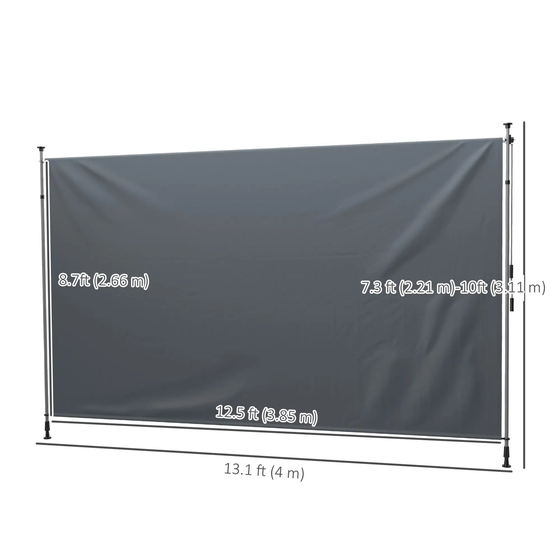 13' x 10' Manual Retractable Patio Awning, UPF30+ Water-Resistant, Dark Grey Patio Awnings at Gallery Canada