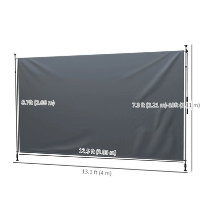 13' x 10' Manual Retractable Patio Awning, UPF30+ Water-Resistant, Dark Grey Patio Awnings at Gallery Canada