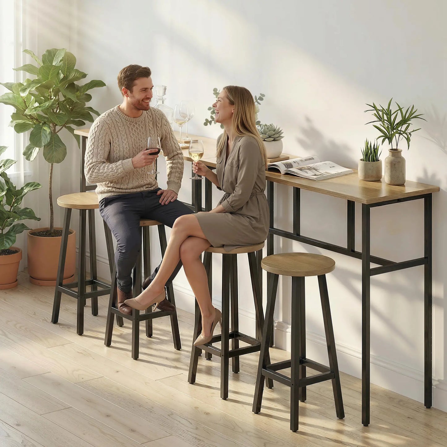 Bar Table Set of 6, Grey-Brown Bar Sets at Gallery Canada