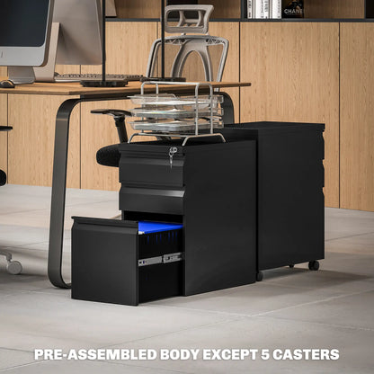 3 Drawer Filing Cabinet with Lock, Steel Office Storage, Black Office Cabinets & Cupboards at Gallery Canada