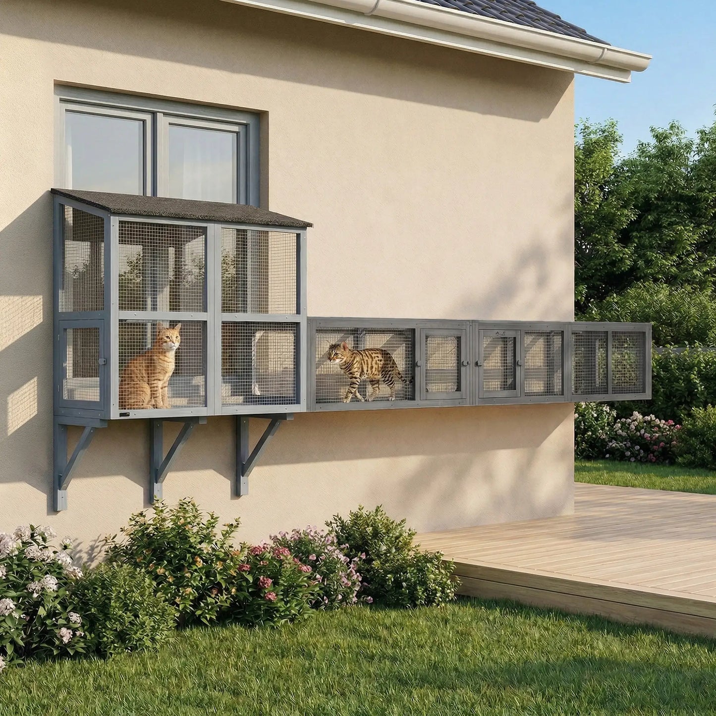 Cat Tunnel, Outdoor Enclosure, 8 Doors, 98", Dark Grey Outdoor Cat Enclosures at Gallery Canada