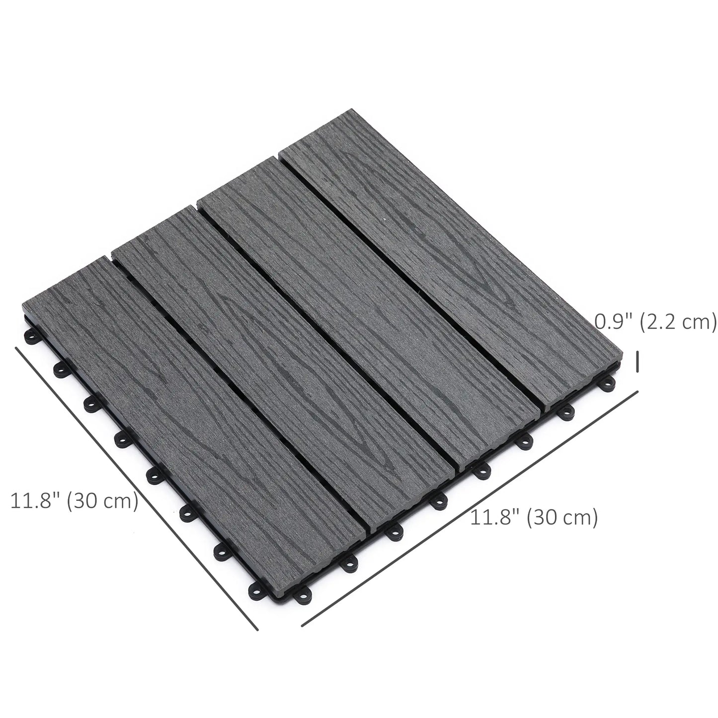 Interlocking Deck Tiles, 11 Pack 12" x 12", Waterproof Non-Slip, Grey Deck Tiles at Gallery Canada