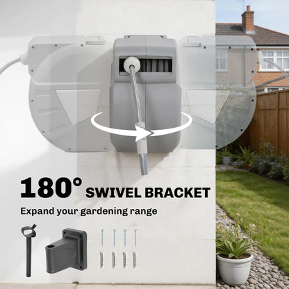 Retractable Garden Hose Reel, 1/2" x 98ft, Wall Mounted, Grey Garden Accessories at Gallery Canada
