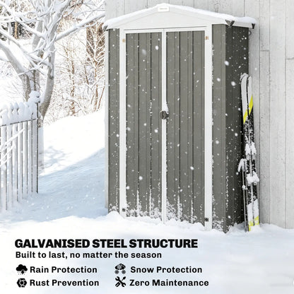 Metal Garden Shed with Shelf, Apex Roof, Light Grey Sheds at Gallery Canada