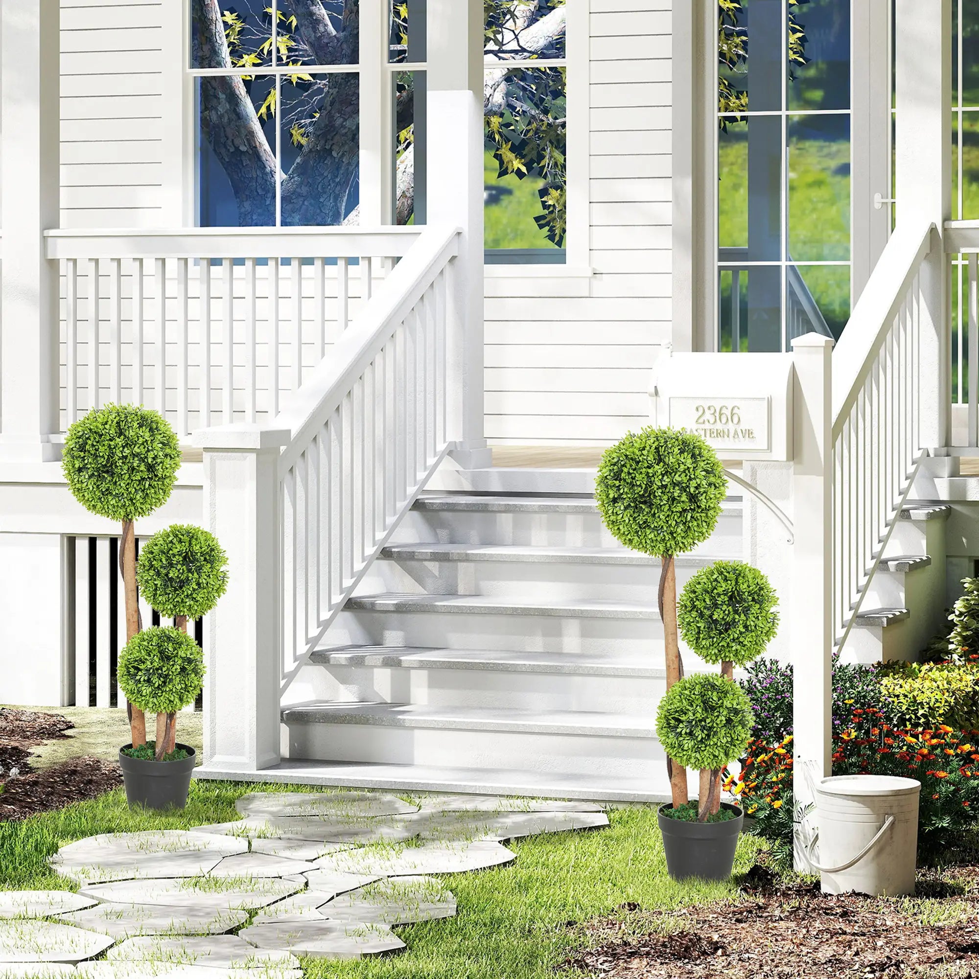 3FT Artificial Boxwood Topiary Trees, Set of 2, Green Artificial Trees at Gallery Canada