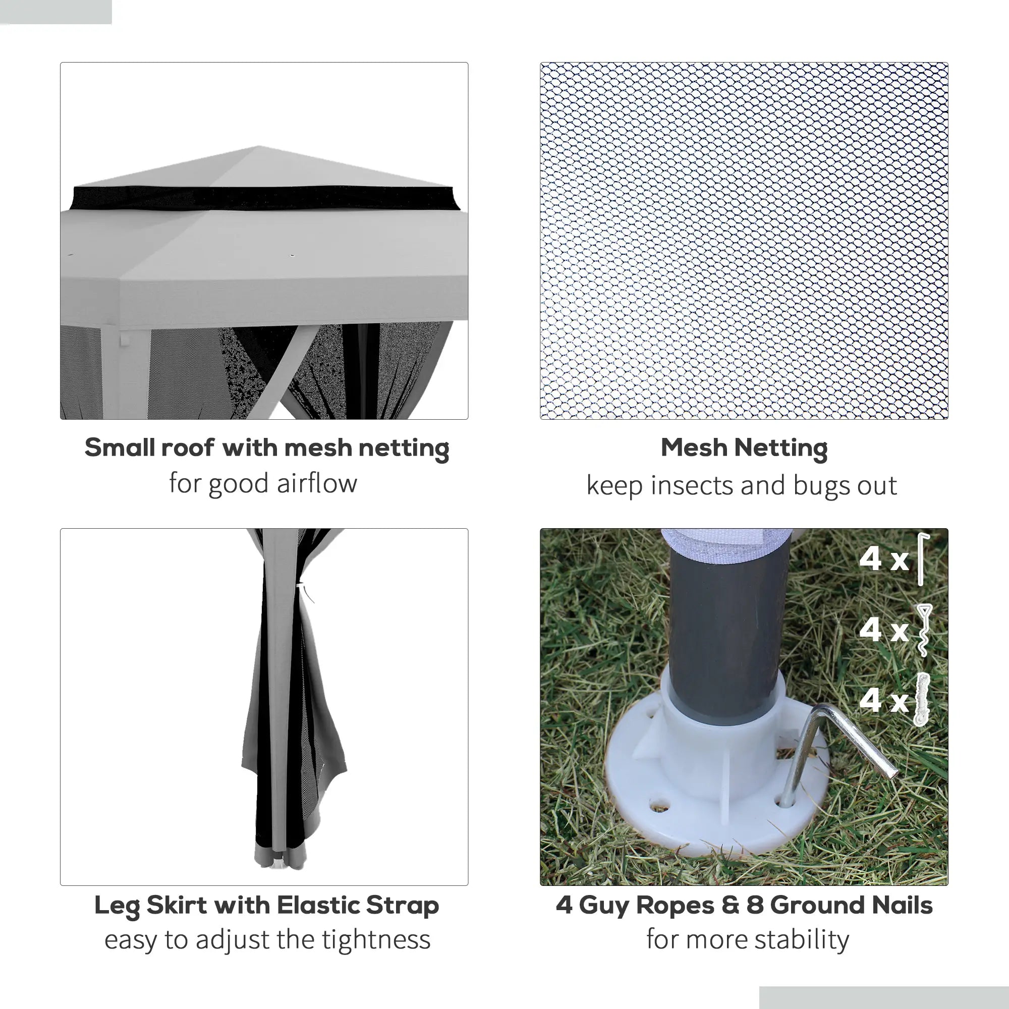 10' x 10' Outdoor Canopy Tent, Mesh Netting, Double Tier Roof, Grey Gazebos at Gallery Canada