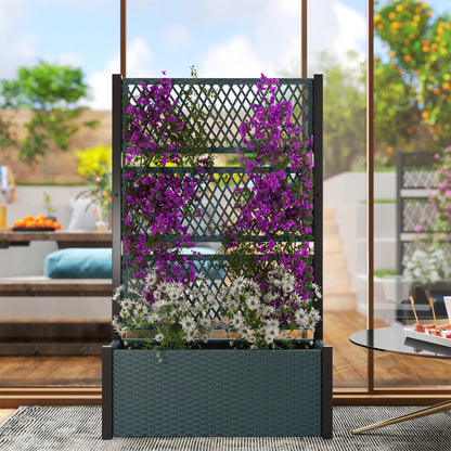 Wicker Outdoor Planter With Trellis, 58", Dark Grey Raised Garden Beds at Gallery Canada