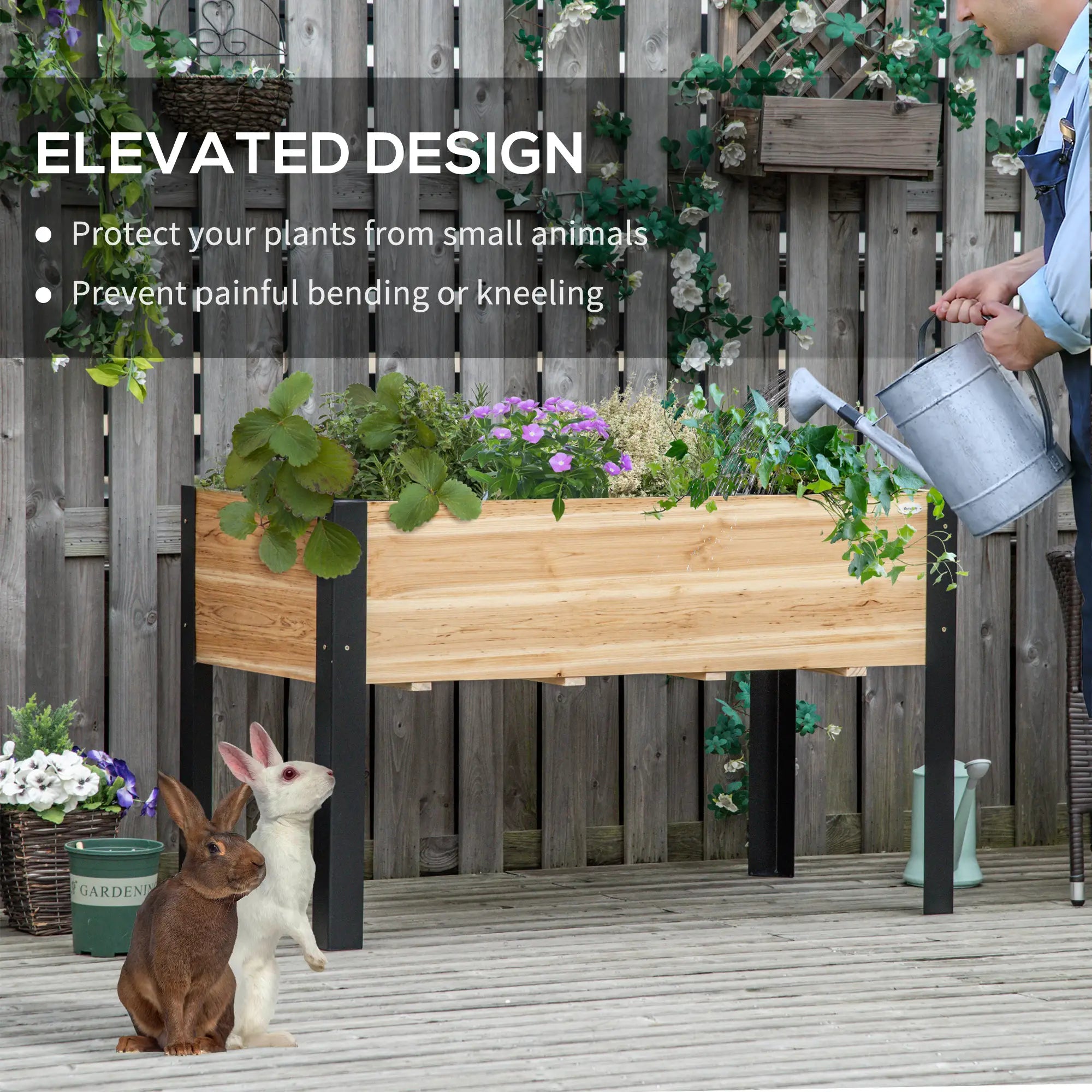 Raised Garden Bed, Elevated Planter Box, 47x24x29, Metal Frame, Wooden Pot Elevated Garden Beds at Gallery Canada