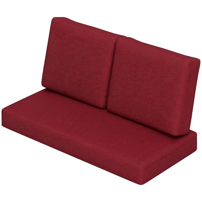 2 Seater 5" Thick Outdoor Seat Cushions, 7" Backrest, Wine Red Patio Chair Cushions Wine Red at Gallery Canada