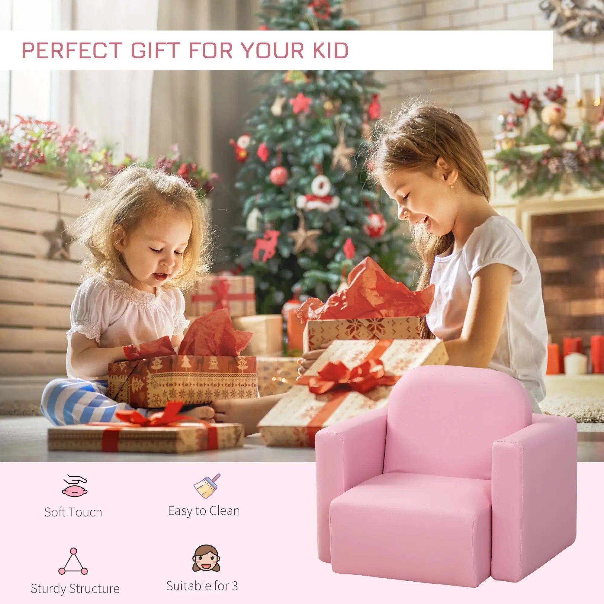 Kids Sofa, 2-in-1 Toddler Table and Chair, Armchair for 3-9 Years, Pink Kids Chairs & Seating at Gallery Canada
