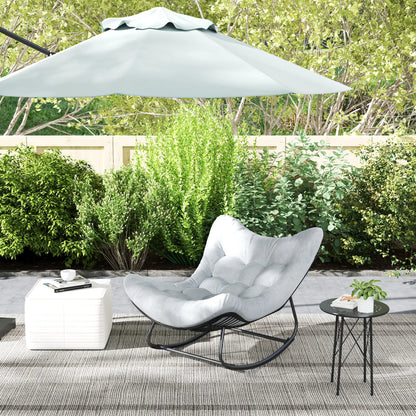 Oversized Rattan Egg Chair, Outdoor Rocking Chair with Cushion, Dark Grey Patio Chairs at Gallery Canada