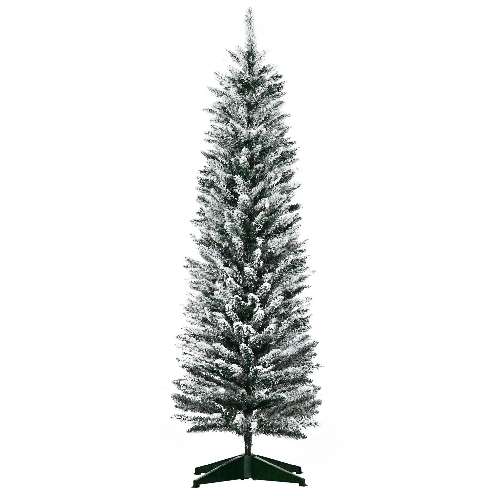 5ft Pencil Artificial Christmas Tree, Snow Flocked Branches, Green Artificial Christmas Trees Green at Gallery Canada