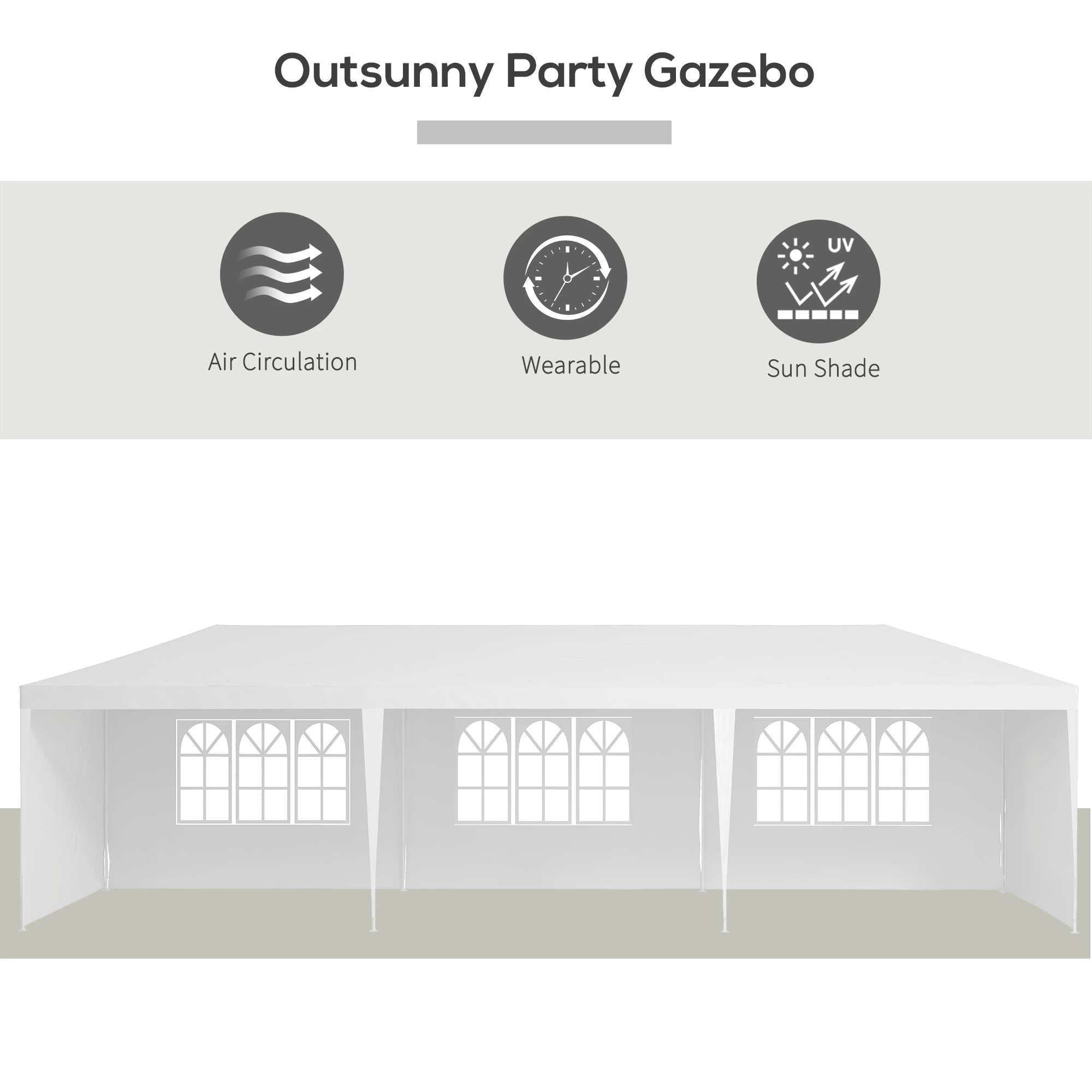 10' x 29' Party Tent, Canopy with Sidewalls, Transparent Windows, White Canopy Tents at Gallery Canada